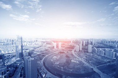 Şehir bina ve nehir, China Nanchang havadan görünümü