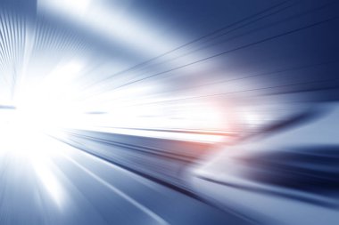 Süper akıcı yüksek hızlı tren istasyonu tünel hareket ışık efekti arka plan gerçekçi poster yazdırma vektör çizim ile