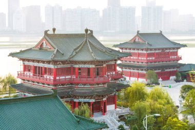 Tengwang Pavyonu, Nanchang, geleneksel, antik Çin mimarisi, ahşaptan yapılmış..