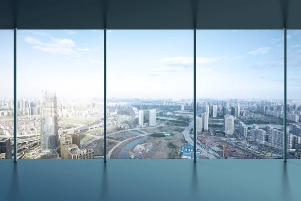 Vista Aérea Edifícios Cidade Rio China Nanchang — Fotografia de Stock