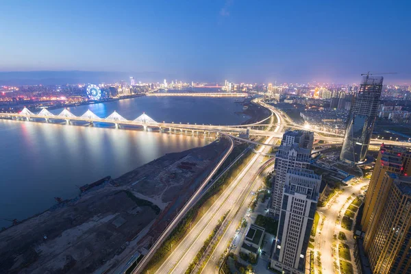 Maior Ásia Através Dos Rios Xangai Marca Uma Ponte Espiral — Fotografia de Stock