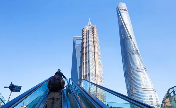 Shanghai World Financial Center Skyscrapers Lujiazui Group — Stock Photo, Image