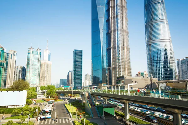 Shanghai World Financial Center Skyscrapers Lujiazui Group — Stock Photo, Image