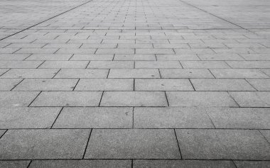 Perspektif Görünümü monoton gri tuğla taş yere sokak yol için. Kaldırım, Driveway, döşeme, Vintage tasarım döşeme kare desen döşemesi arka plan doku