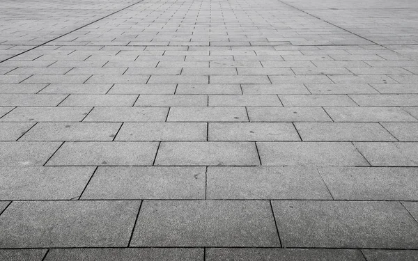 Perspective View Monotone Gray Brick Stone Ground Street Road Sidewalk — Stock Photo, Image