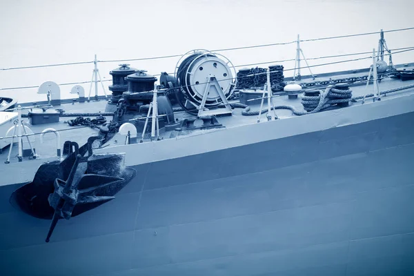 Navio Guerra Fundo Azul — Fotografia de Stock