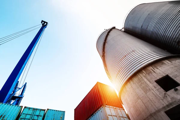 Exterior view of a cement factory, Morata de Jalon, Zaragoza province, Aragon, Spain.