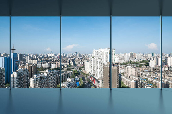 A bird's eye view of the city night view outside the window