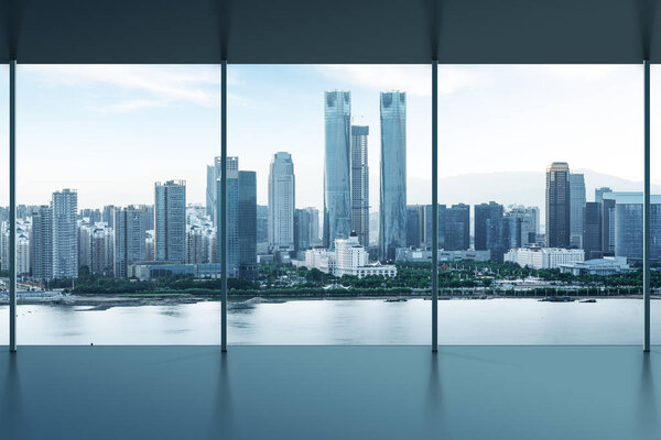 A bird's eye view of the city night view outside the window