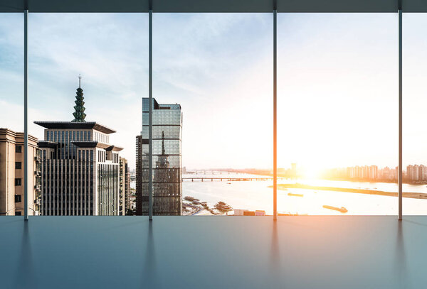 A bird's eye view of the city night view outside the window