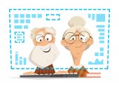 alter Mann Frau sitzt Computermonitor online Menschen Bildung