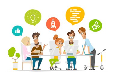 Karakter işadamları sahne çalışması modern ofis takım