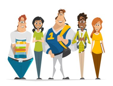 Öğrenciler gençler grup fotoğrafı çok uluslu grup ekibi