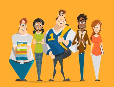 Öğrenciler gençler grup fotoğrafı çok uluslu grup ekibi