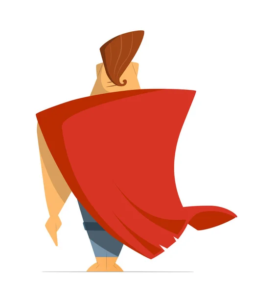 Hombre o héroe con capa de capa súper roja. Vista trasera . — Vector de stock