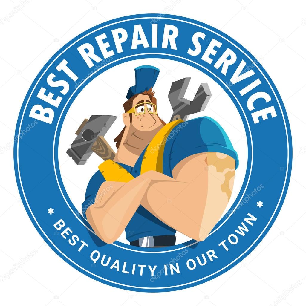 Modern professional creative 3d vector character graphic logo design for home house auto car repair service building engineering company tool equipment shop store etc