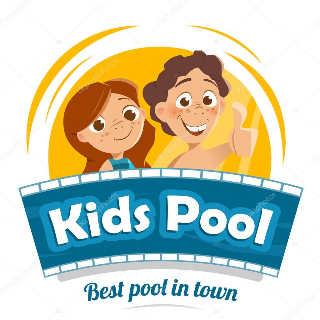Aqua water park or swimming pool logo design template