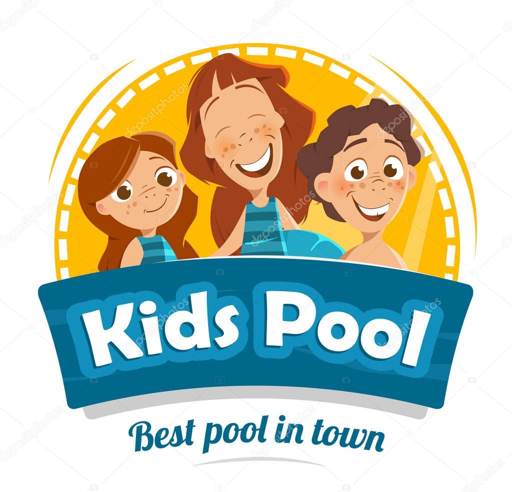 Aqua park swimming pool logo design template