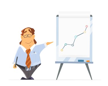 Patron adam şirket baş şef lideri ve office grafik-flip flip ch
