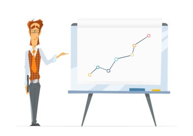 Office adam ve flip-grafik kağıt tahtası beyaz tahta ile grafik grafiği