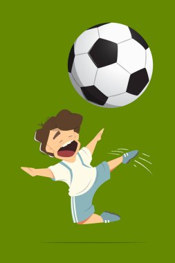 Happy kid child boy playing soccer football vector Happy kid child boy playing soccer football vector