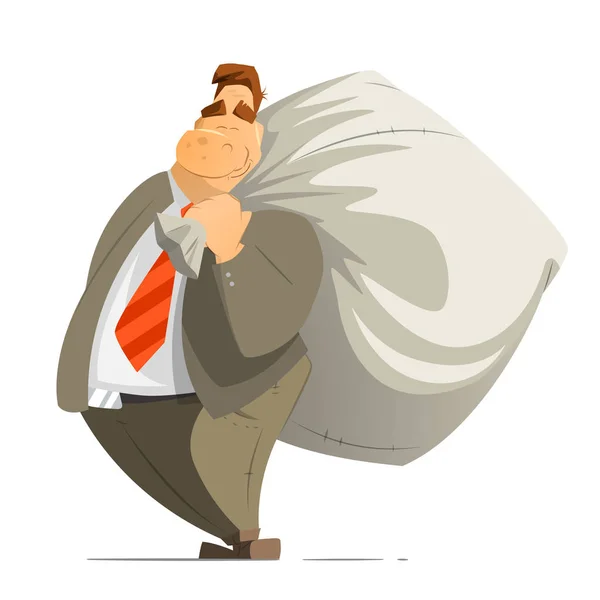 Man businessman with big money bag — Stock Vector