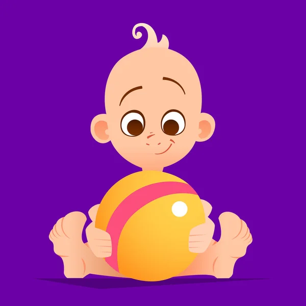 Little kid toddler and ball — Stock Vector