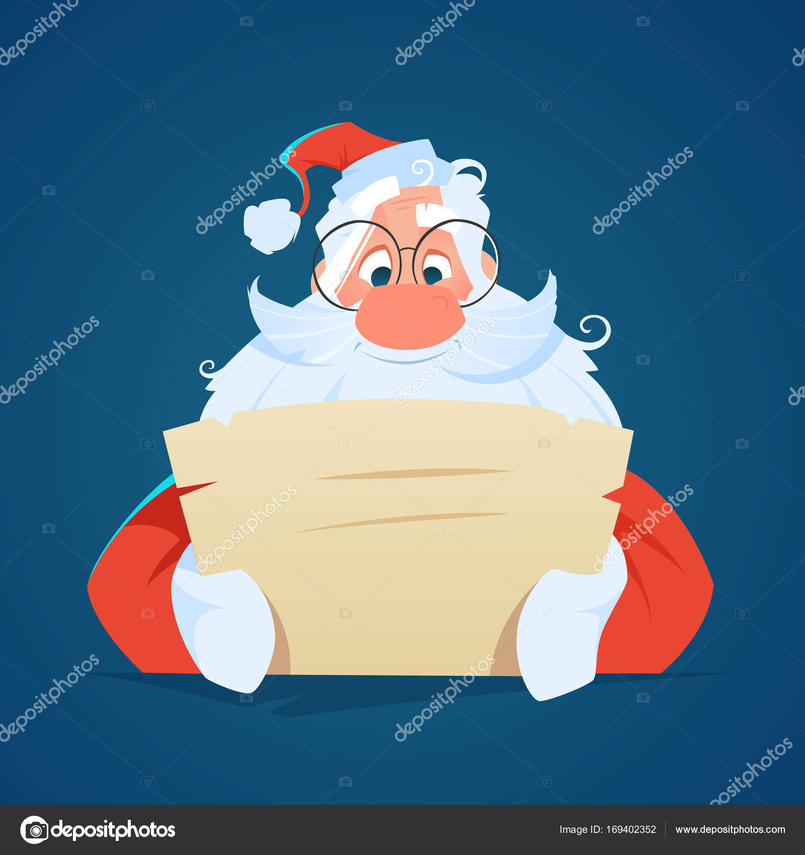 Happy smile il Babbo Natale che legge una lettera di vettore di colore — Vettoriali di OlegErin