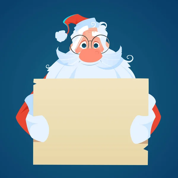 Santa sosteniendo una gran hoja de papel vacía — Archivo Imágenes Vectoriales