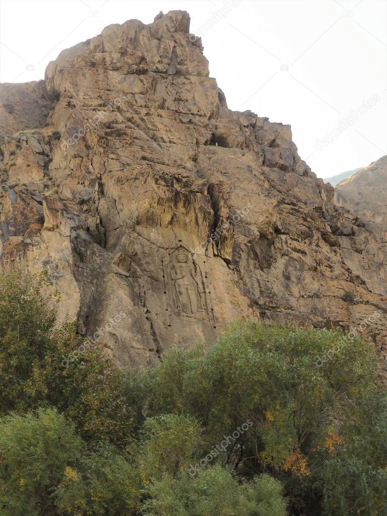Kargah Buddha Mountain Rock Carving In Gilgit, Gilgit-Baltistan, Northern Pakistan