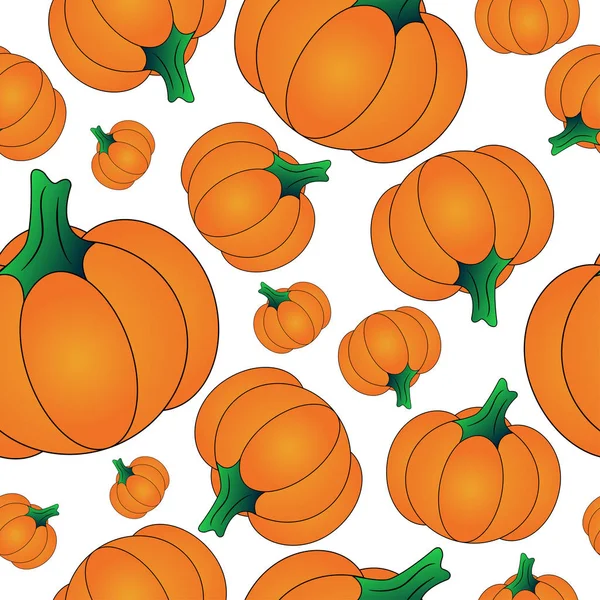 Oranžová Halloween dýně pozadí bezešvé pattern, vektorové ilustrace izolované na bílém pozadí. — Stockový vektor