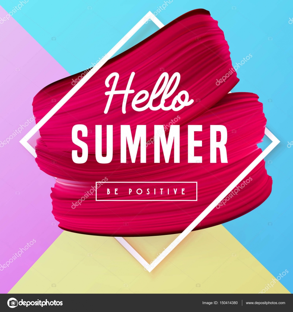 hello summer holiday vector background with frame lipstick mark frame design for flyers