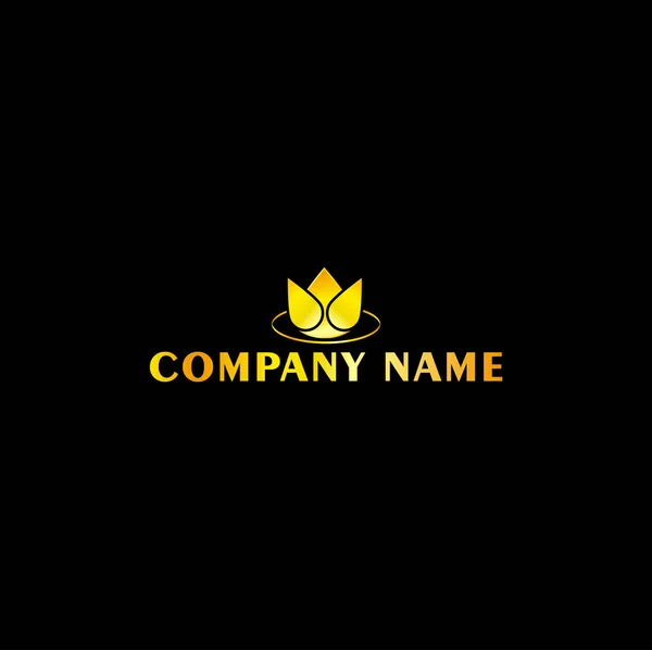 Logotipo Floral dourado simples — Vetor de Stock