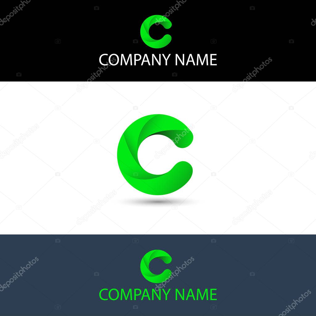 Simple Green Letter C Logo, Vector, Illustration