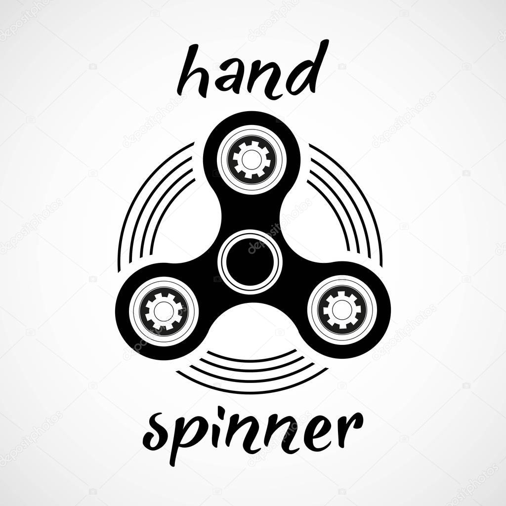 Black And White Hand Spinner Emblem with White Background, Vector, Illustration