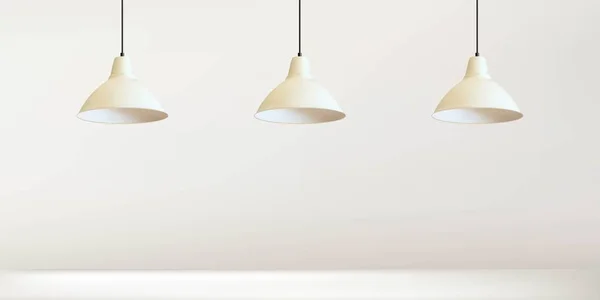 Eenvoudige drie Lamp met witte muur — Stockvector