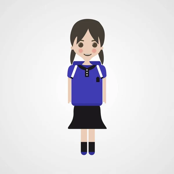 Happy Schoolgirl Character — Stock Vector