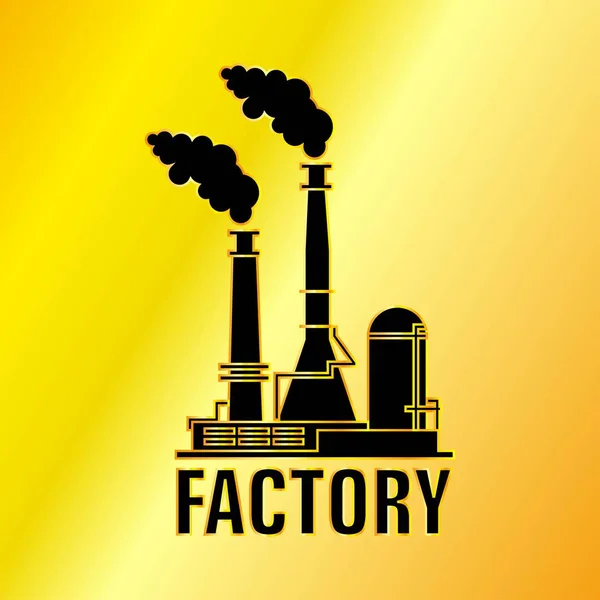 Fabrik-Ikone mit goldenem Hintergrund — Stockvektor