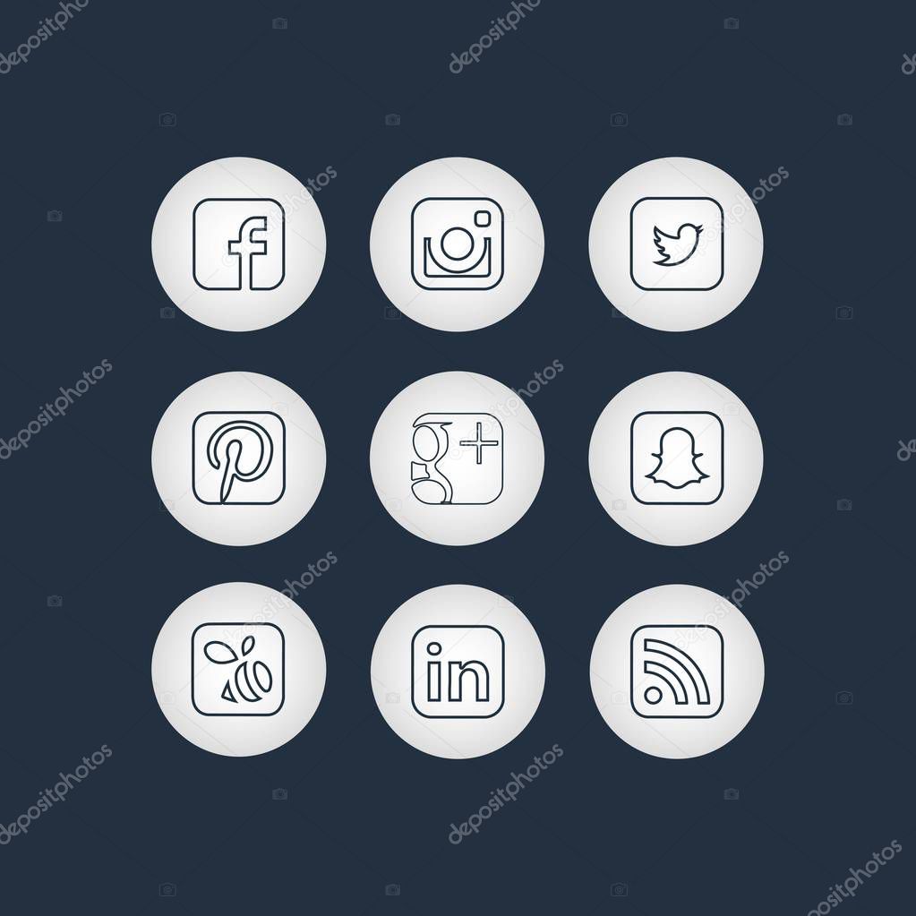 Social Media Circle Icons with Dark Background