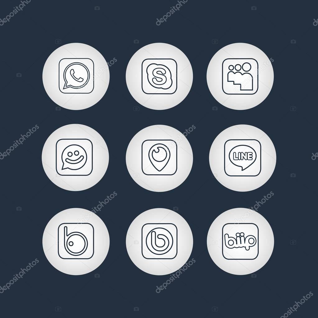 Social Media Circle Icons with Dark Background