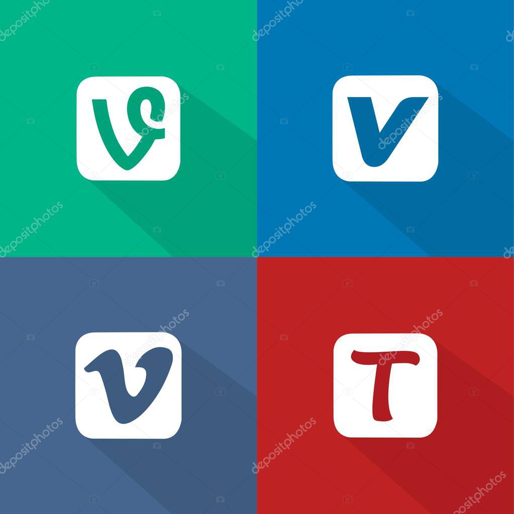 Social Network Icon Web Buttons, Vector, Illustration