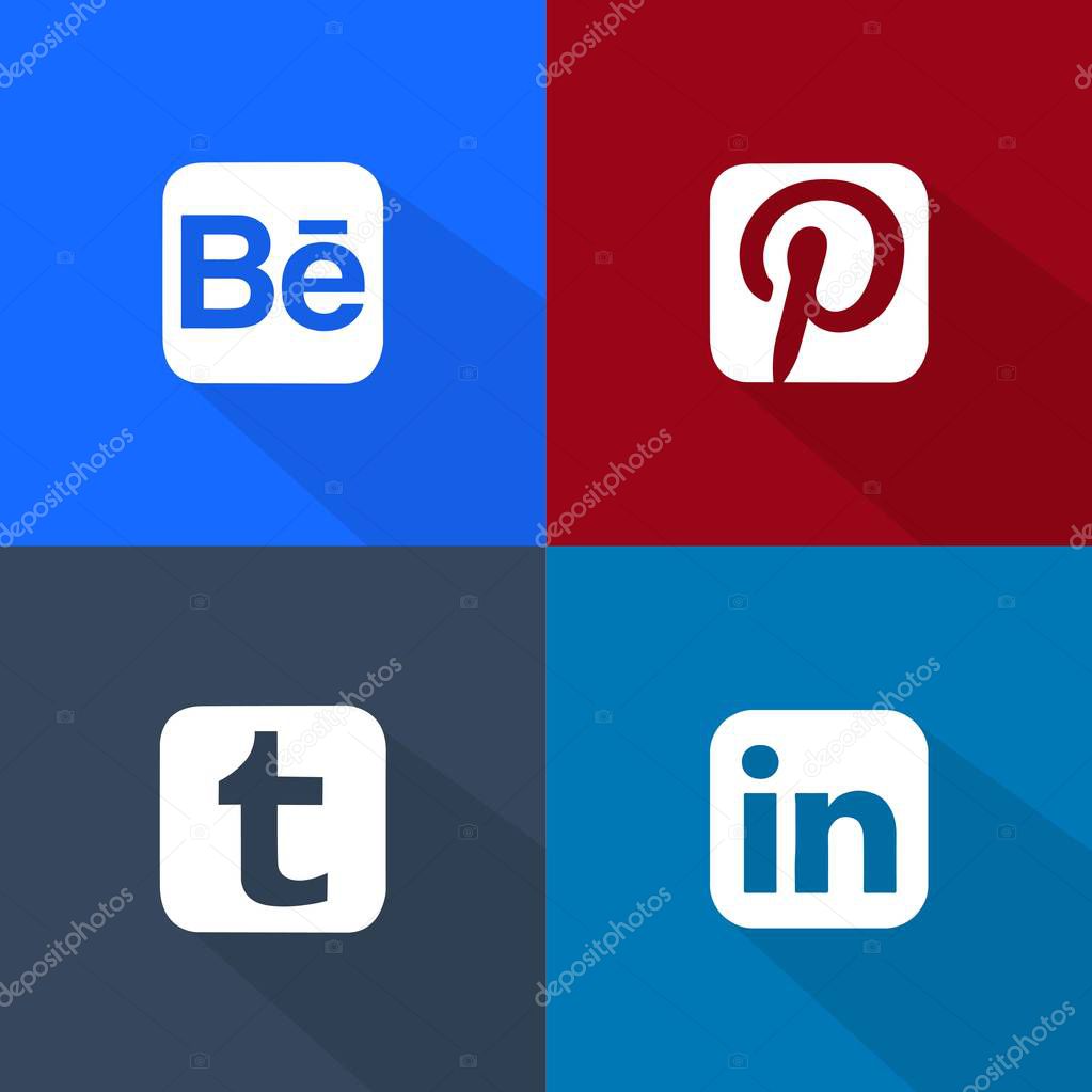 Social Network Icon Web Buttons, Vector, Illustration