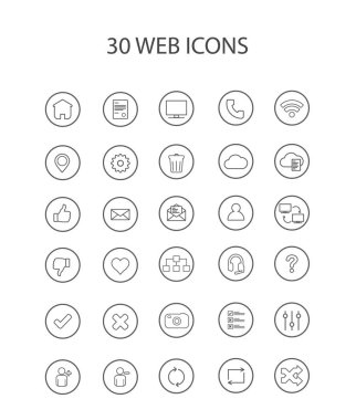 İçi boş yuvarlak 30 gri Web Simgeler
