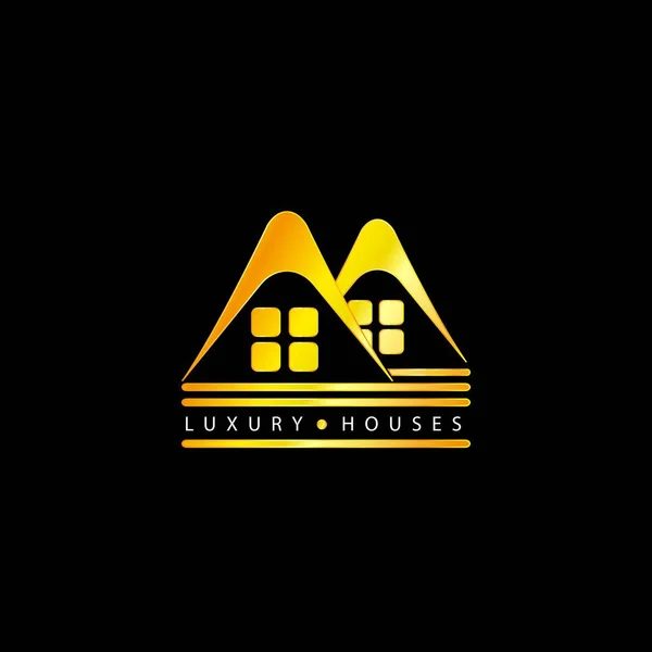 Logotipo imobiliário dourado —  Vetores de Stock
