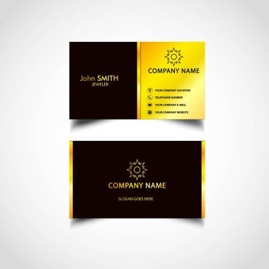 Altın kartvizit şablonu, vektör, illüstrasyon