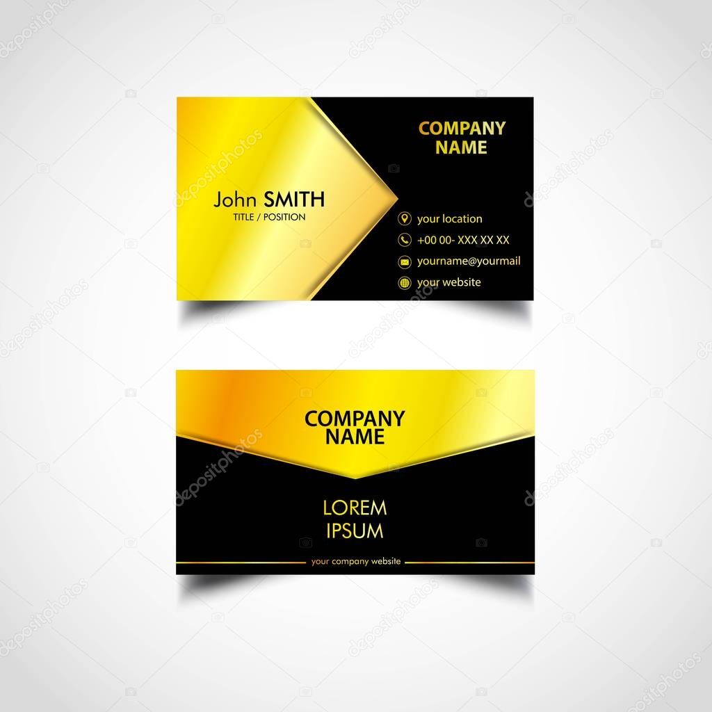 Golden Business Card Template, Vector, Illustration