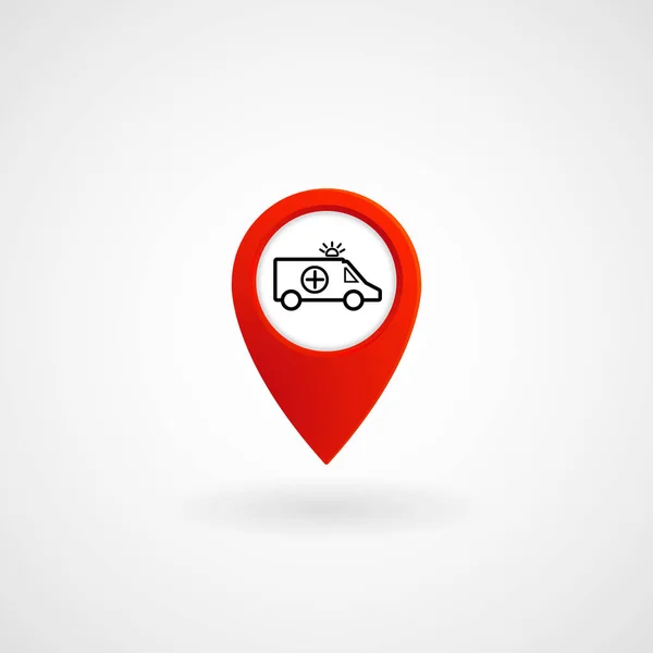 Red Location Icon Ambulance Vector Illustration Eps File — Stock Vector