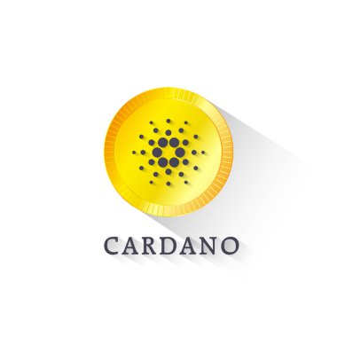 Cardano Kripto para sarı madeni para, vektör, illüstrasyon, Eps dosyası ile