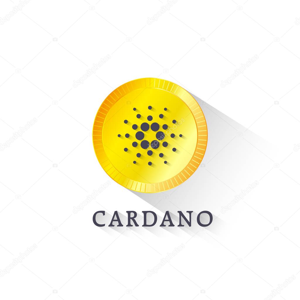 Cardano Crypto Currency with Yellow Coin, Vector, Illustration, Eps File