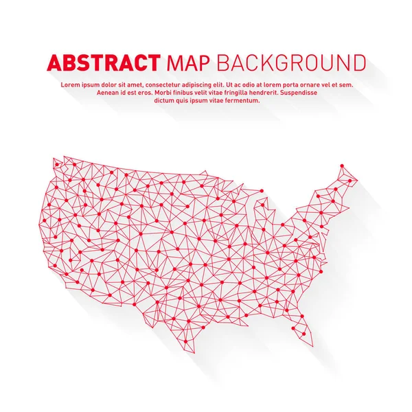 Özet Birleşik Devletler kırmızı çizgi haritası, ağ, vektör, illüstrasyon, eps dosyası — Stok Vektör